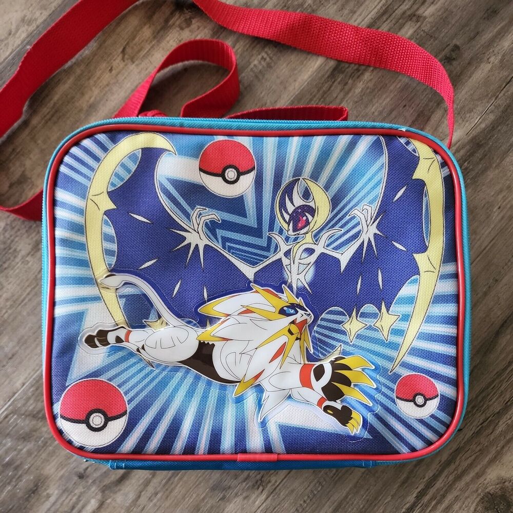 Pokemon Kids Lunch Bag Blue Red with Yellow Accents